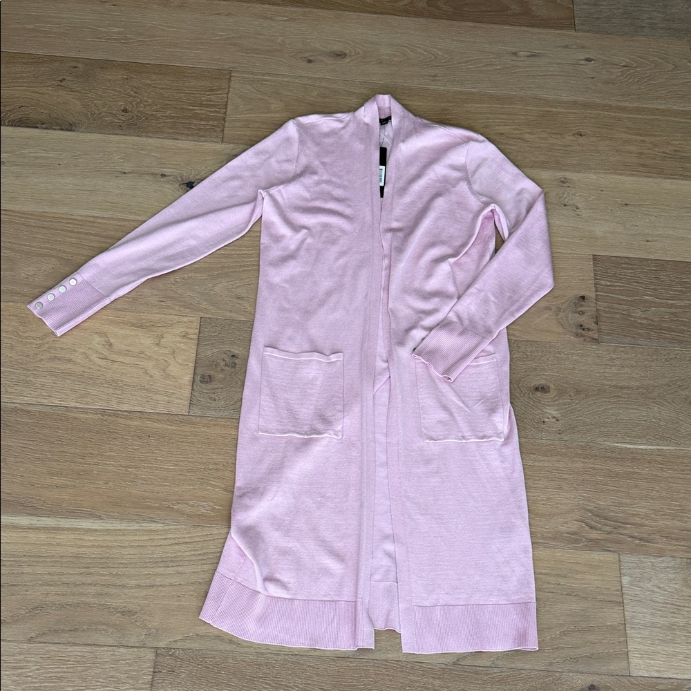 Cyrus Light Pink Long Open-Front Cardigan